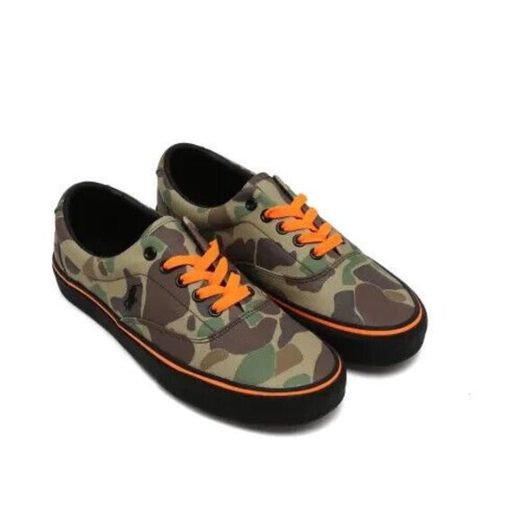 POLO RALPH LAUREN Men Size 10 Keaton Pony Camo Casual Sneaker NEW Camo/Orange - Picture 1 of 11